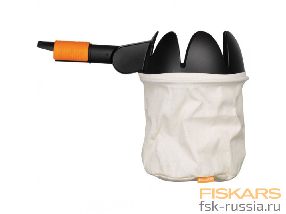 Телескопический черенок Fiskars QuikFit™ средний + Насадка-плодосъёмник + Насадка-очиститель для желобов + Насадка-пила + Насадка-грабли универсальные